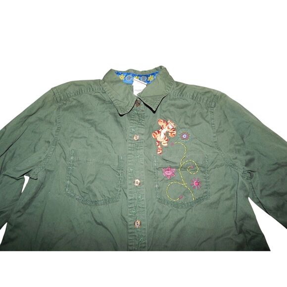 DISNEY women small vintage embroidered Winnie the Pooh Tigger green long sleeve - Picture 2 of 10